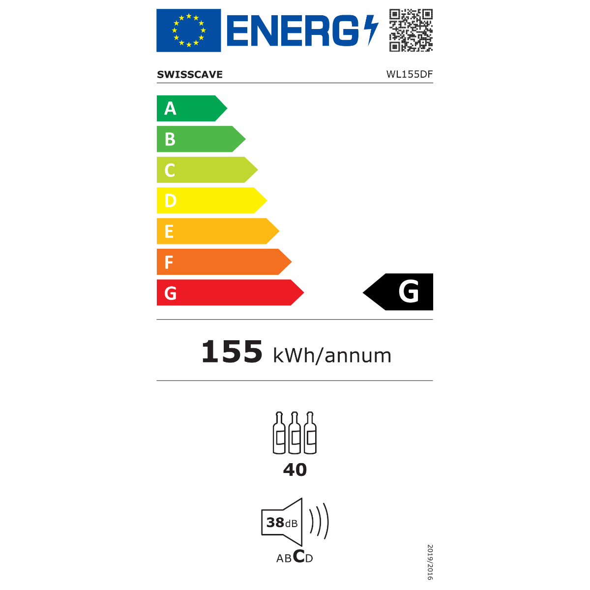Energieetikette des SWISSCAVE WL155DF