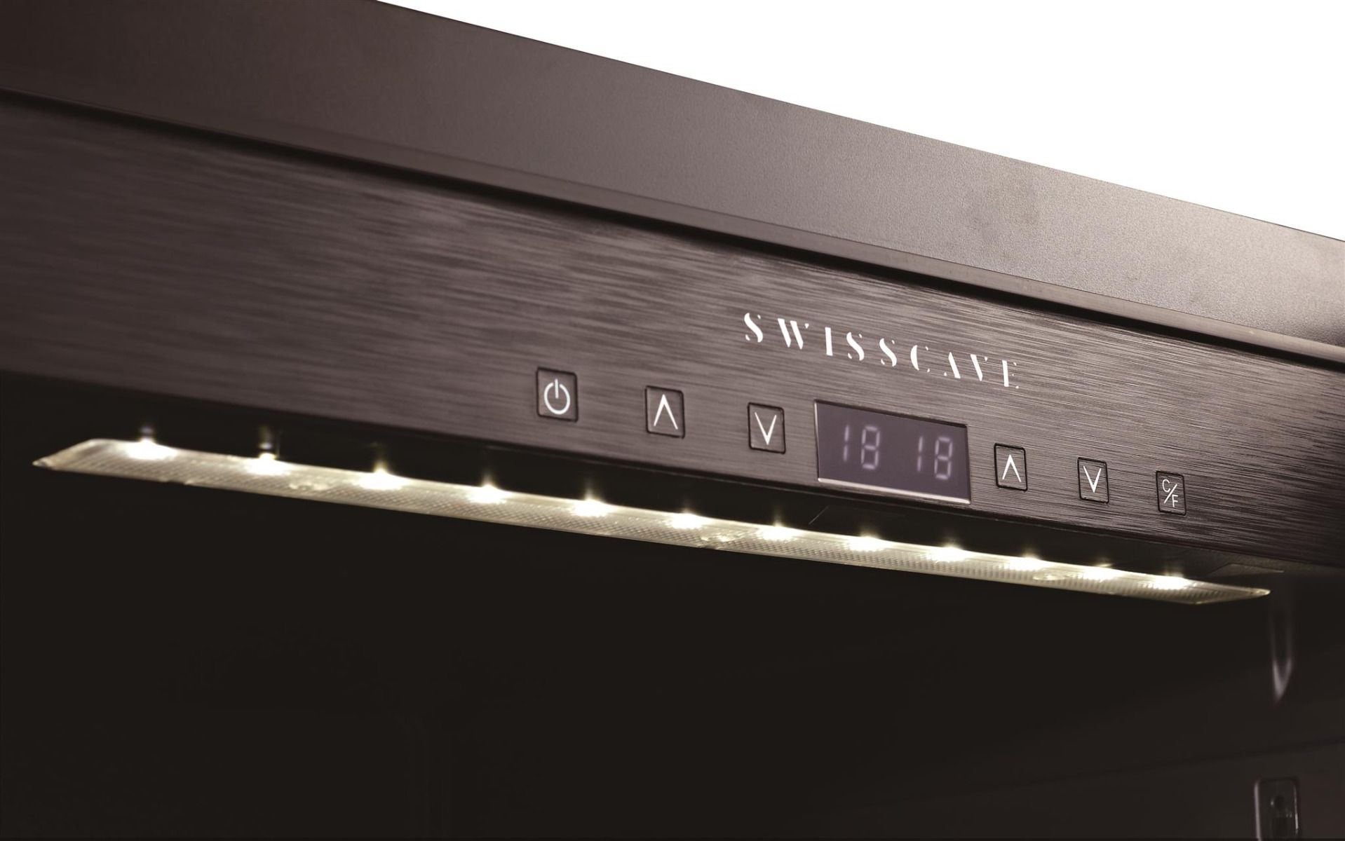 SWISSCAVE Schriftzug am Display mit weisser Beleuchtung – WLB-460DF-MIX PREMIUM EDITION