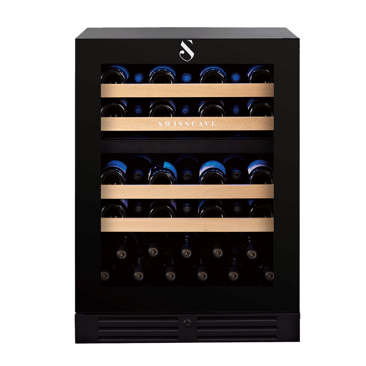SWISSCAVE CLASSIC EDITION WL155DF Zwei-Zonen-Weinklimaschrank – Frontansicht