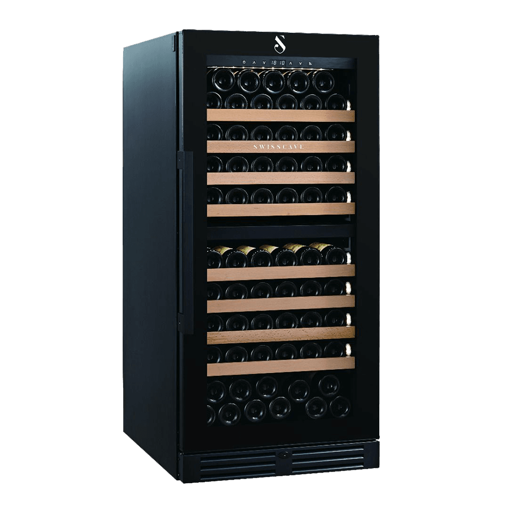 SWISSCAVE PREMIUM EDITION WLB-360DF-MIX Weinkühlschrank – leicht seitliche Ansicht