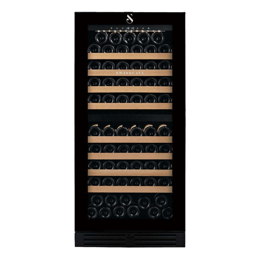 SWISSCAVE PREMIUM EDITION WLB-360DF-MIX Weinkühlschrank – Frontansicht mit Glastür
