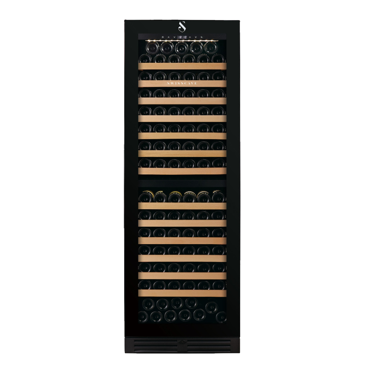 SWISSCAVE PREMIUM EDITION WLB-460DF-MIX Weinkühlschrank – Frontansicht mit Glastür