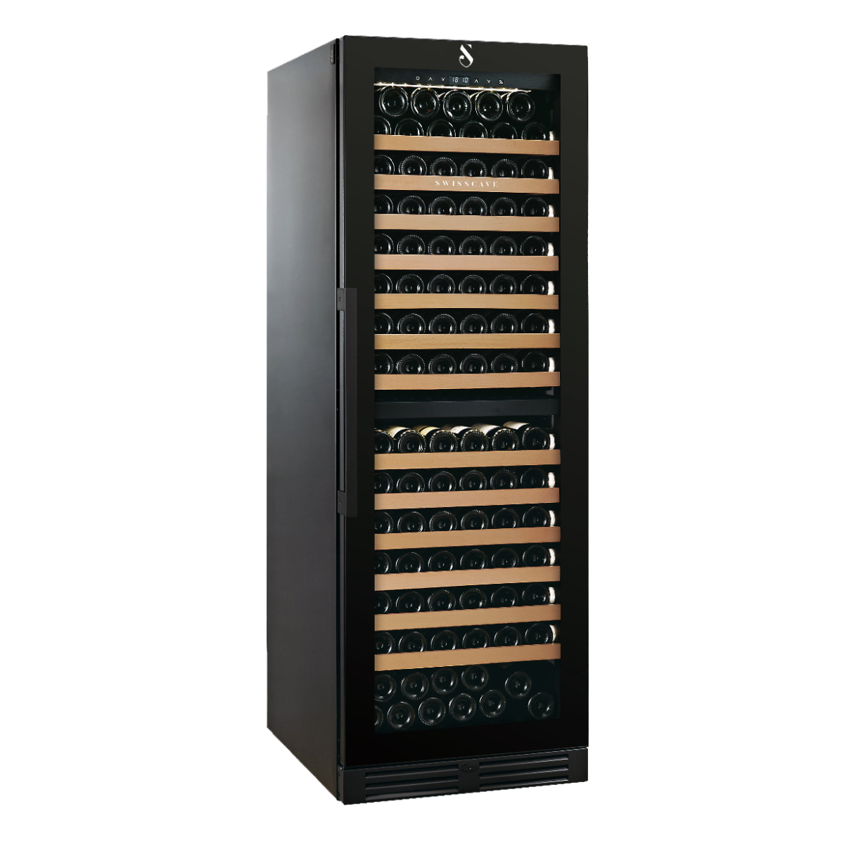 SWISSCAVE PREMIUM EDITION WLB-460DF-MIX Weinkühlschrank – leicht seitliche Ansicht
