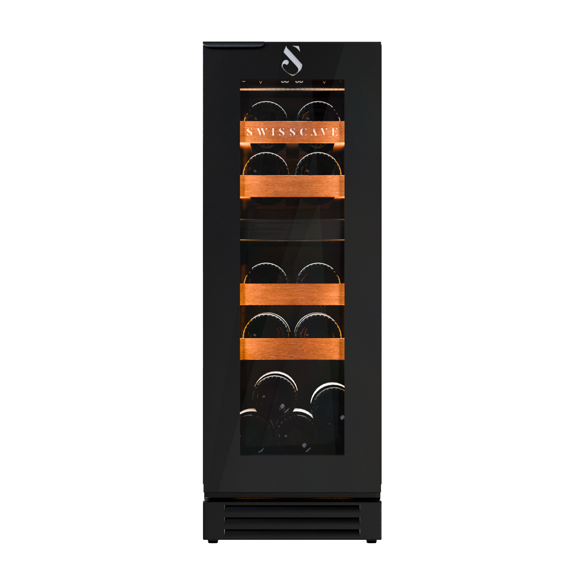 SWISSCAVE LUXURY KITCHEN EDITION WUB-30DF Zwei-Zonen-Weintemperierschrank – Frontansicht