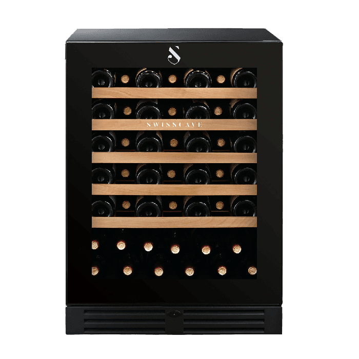 SWISSCAVE PREMIUM EDITION WLB-160F Weinkühlschrank – Frontansicht mit Glastür