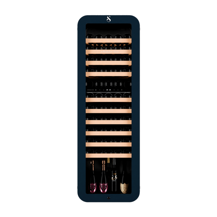SWISSCAVE PREMIUM EDITION WLB-320DF-BLACK Weinkühlschrank – Frontansicht mit Glastür
