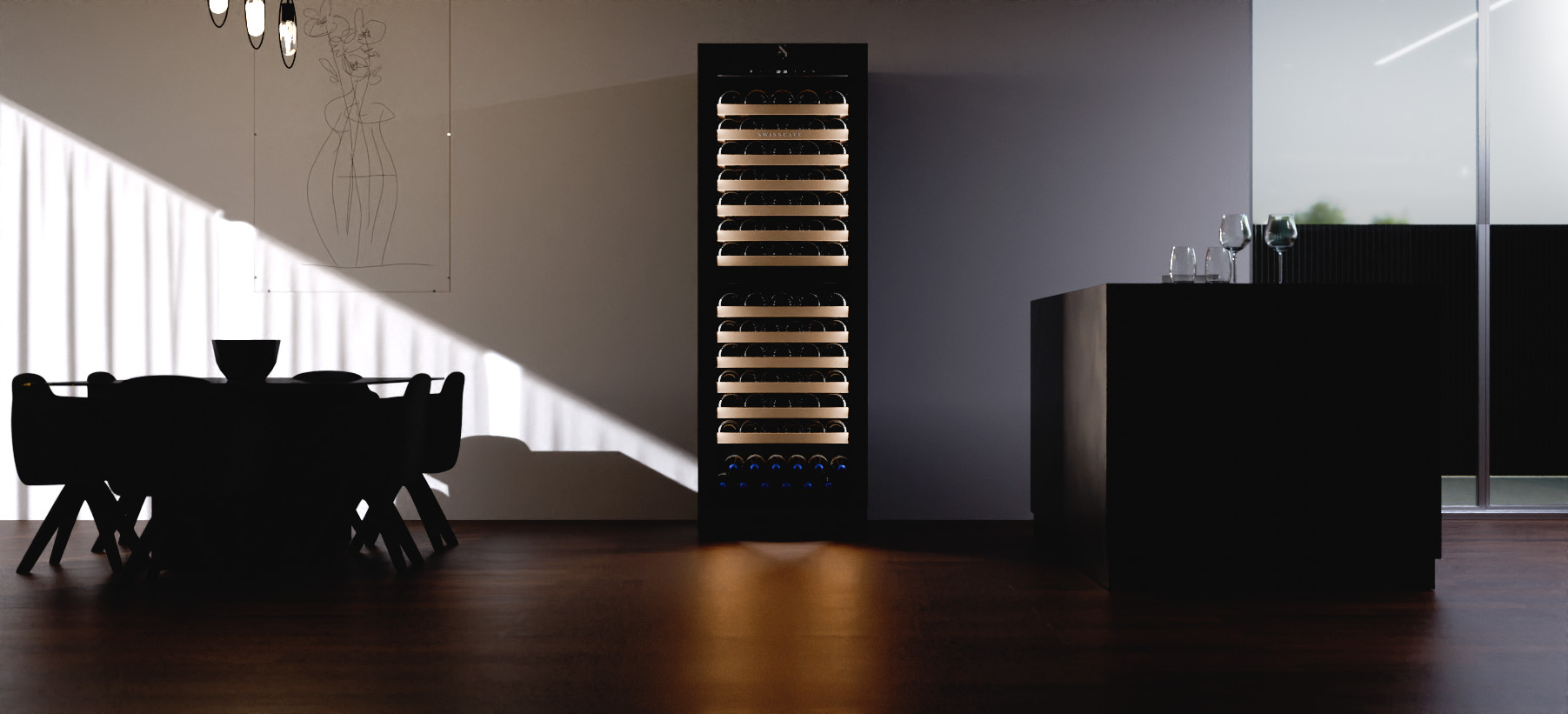 SWISSCAVE wine cabinet in a premium interior