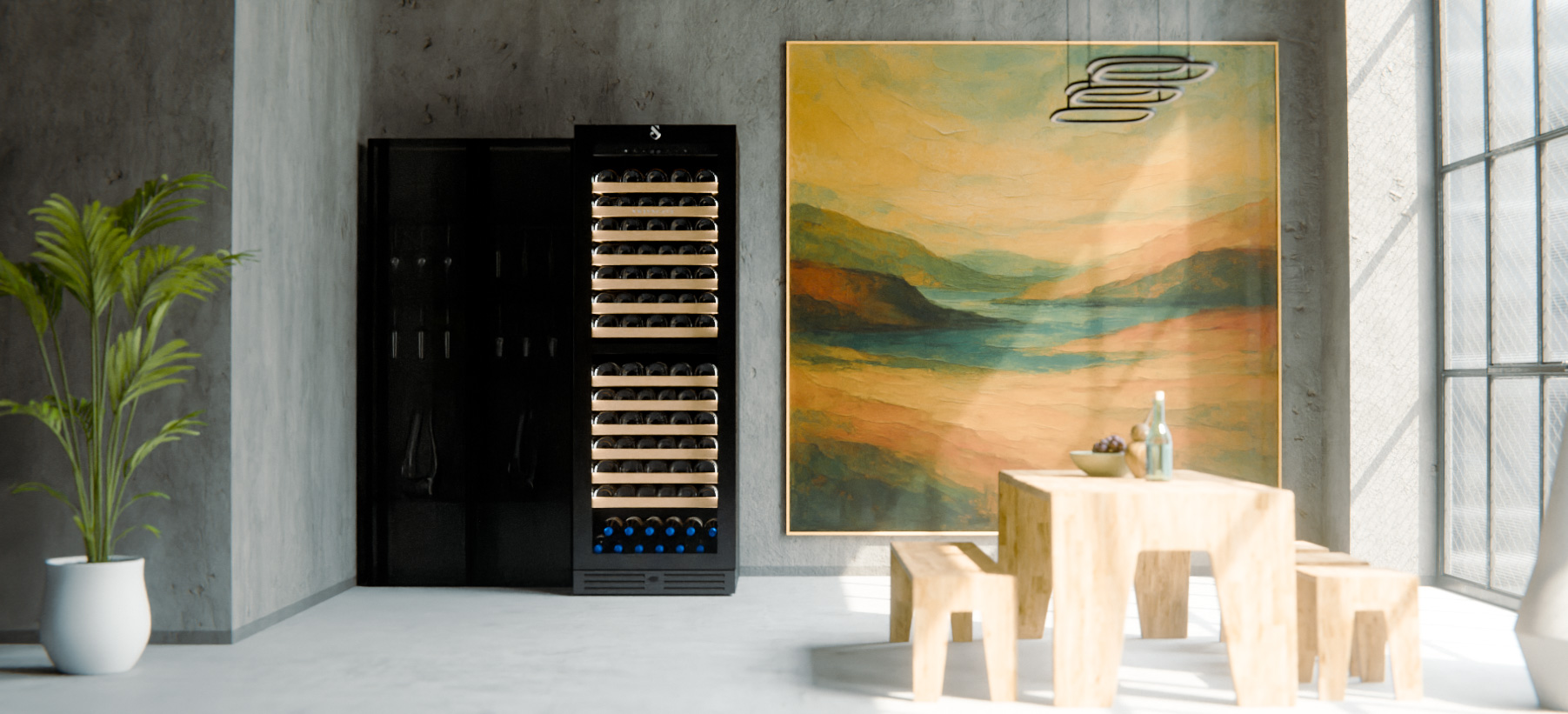 SWISSCAVE wine climate cabinet in an architectural project